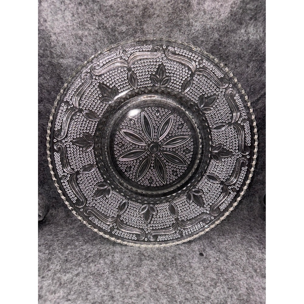 Vintage Clear Pressed Glass Plate Sandwich Pattern Scalloped Edge‎ 8 Inch
